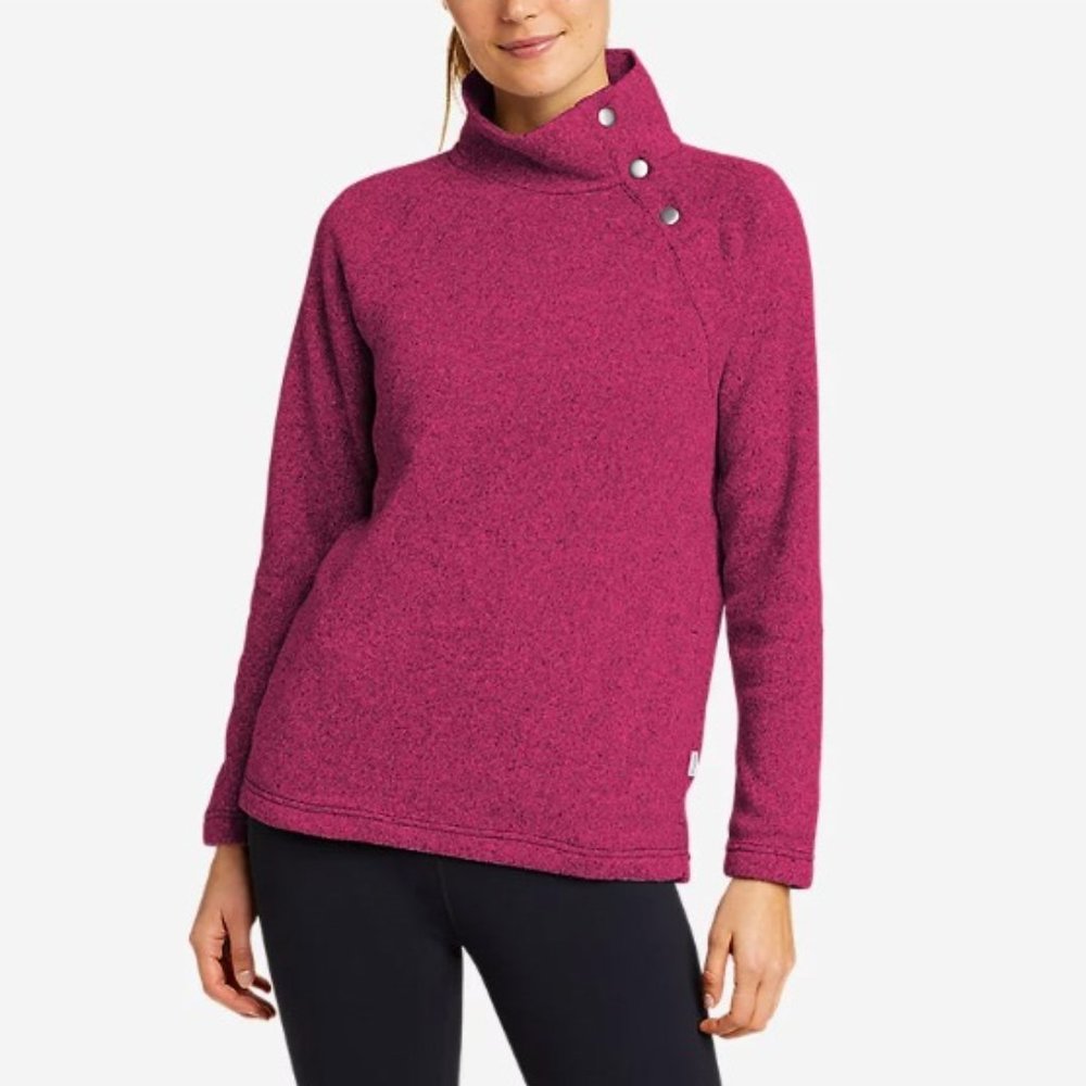Eddie Bauer Plum Radiator  FreeHeat Fleece Raglan Snap Funnel Pullover  LARGE
